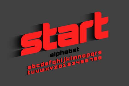 Sport style font, alphabet letters and numbersのイラスト素材