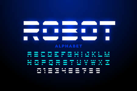 Technology style font, alphabet letters and numbersのイラスト素材