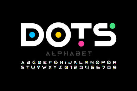 Modern style font, alphabet letters and numbersのイラスト素材