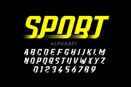 Speed sport style font, alphabet and numbersのイラスト素材