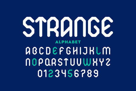 Very strange font, alphabet letters and numbersのイラスト素材