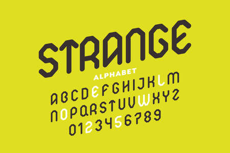Very strange font, alphabet letters and numbersのイラスト素材