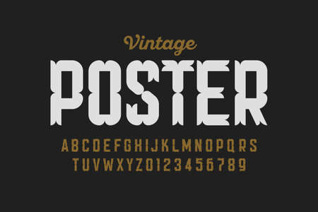 Vintage style font, retro alphabet, letters and numbersのイラスト素材