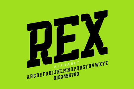 Serif style modern font, alphabet letters and numbersのイラスト素材