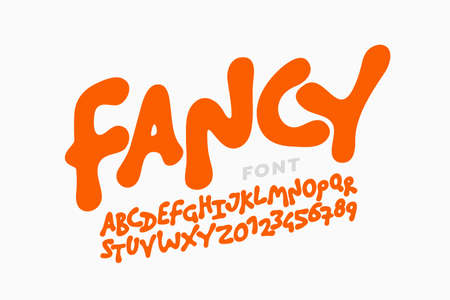 Playful kids style font design, alphabet letters and numbers vector illustrationのイラスト素材