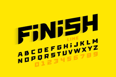 Sport style font, alphabet letters and numbers vector illustrationのイラスト素材