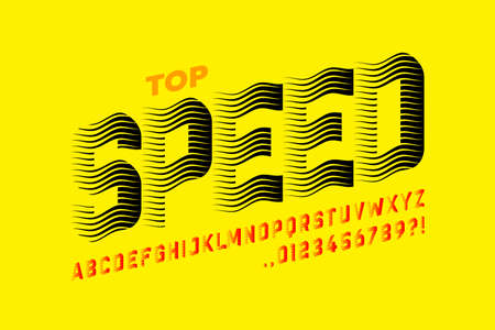 Speed style modern sport font, alphabet letters and numbers vector illustrationのイラスト素材