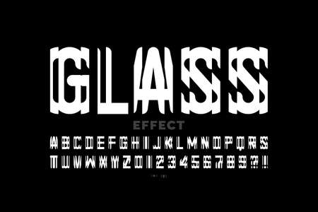 Glass mirror style modern font design, alphabet and numbers vector illustrationのイラスト素材
