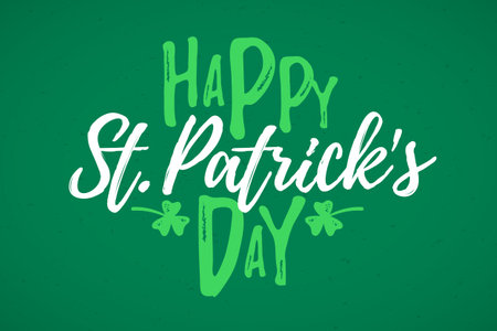 Happy St. Patrick's Day greeting card, 17 March Feast of St. Patrick, handdrawn dry brush style lettering, vector illustrationのイラスト素材
