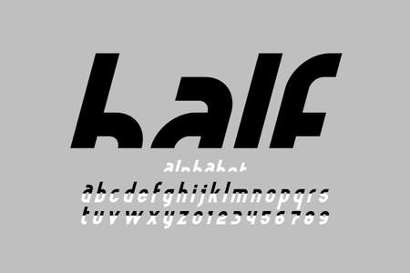 Modern font design Half, lowercase alphabet letters and numbersのイラスト素材