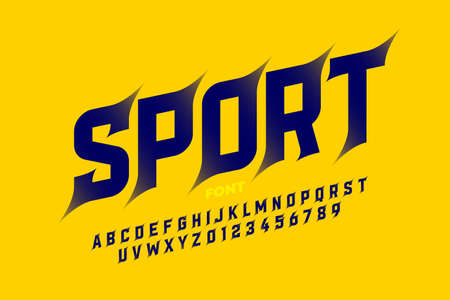 Sport style font, alphabet letters and numbersのイラスト素材