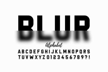 Blurry style font design, alphabet letters and numbersのイラスト素材