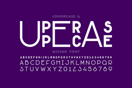 Lowercase and uppercase letters mixing font, alphabet and numbersのイラスト素材