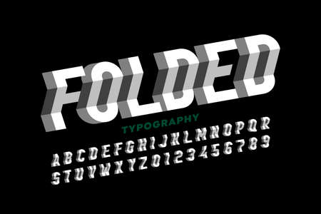 Folded style font, typography design, alphabet letters and numbersのイラスト素材