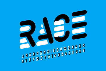 Sport style font, typography design, alphabet letters and numbersのイラスト素材