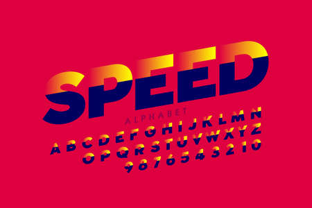 Speed style sport font, alphabet letters and numbers vector illustrationのイラスト素材