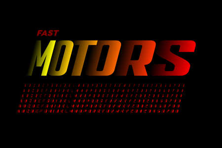 Accelerating style speed font, alphabet letters and numbers vector illustrationのイラスト素材