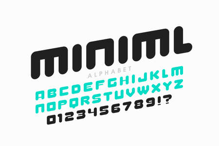 Minimal style font design, alphabet letters and numbers illustrationのイラスト素材