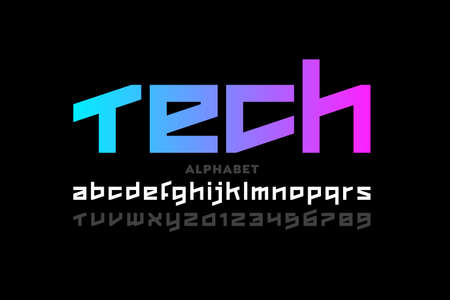 Technology style font, alphabet letters and numbers vector illustrationのイラスト素材