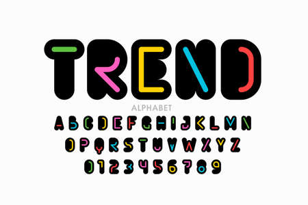 Modern minimal style font design, alphabet letters and numbers vector illustrationのイラスト素材