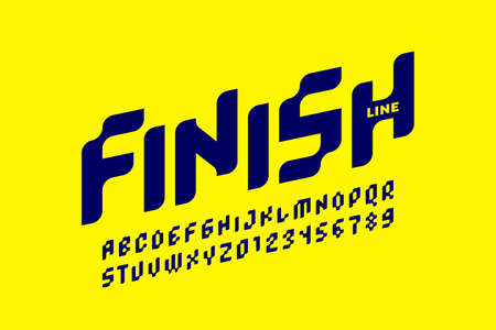 Finish line speed sport font design, alphabet letters and numbers vector illustrationのイラスト素材