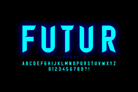 Futuristic tech style font design, alphabet letters and numbers vector illustrationのイラスト素材