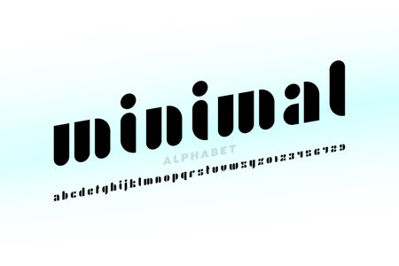 Minimal style font design, alphabet letters and numbers vector illustrationのイラスト素材