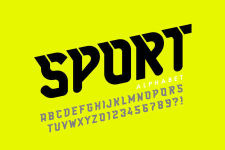 Sport style font design, alphabet letters and numbers vector illustrationのイラスト素材