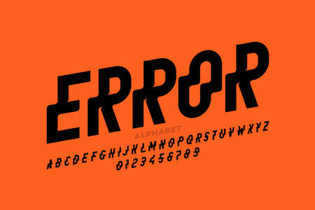 Distrorted style font, typography design, alphabet letters and numbers vector illustrationのイラスト素材