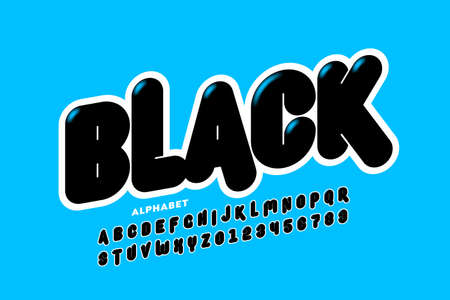 Modern black font, alphabet letters and numbers vector illustrationのイラスト素材