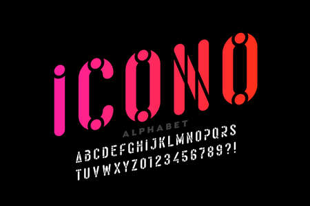 Modern outline style font design, alphabet and numbers vector illustrationのイラスト素材