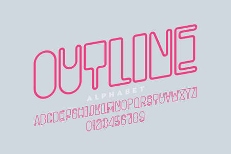 Outline style font design, alphabet letters and numbers vector illustrationのイラスト素材
