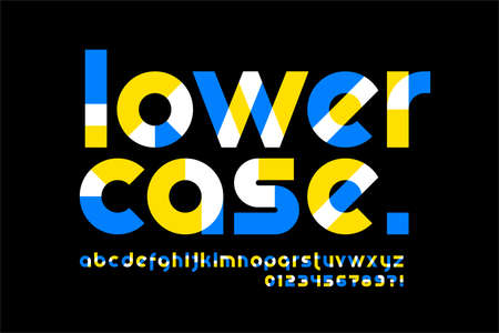 Modern vibrant lowercase font design, alphabet letters and numbers vector illustrationのイラスト素材