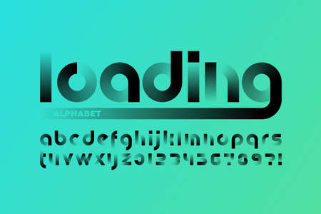 Loading bar gradient style font, alphabet letters and numbers vector illustrationのイラスト素材