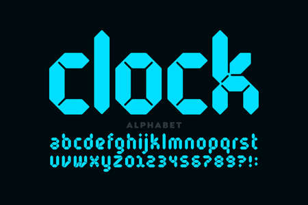 Digital clock style font design, alphabet letters and numbers vector illustrationのイラスト素材