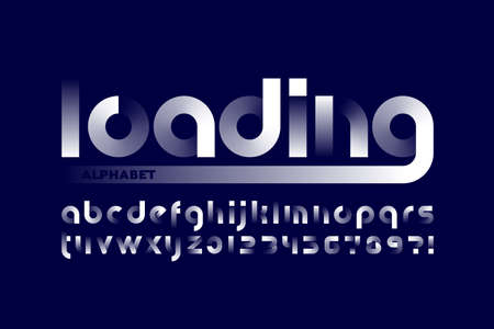 Loading bar gradient style font, alphabet letters and numbers vector illustrationのイラスト素材
