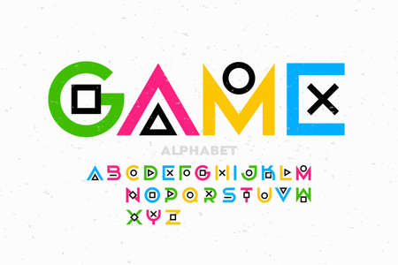 Game style font, alphabet letters vector illustrationのイラスト素材