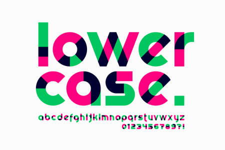 Modern vibrant lowercase font design, alphabet letters and numbers vector illustrationのイラスト素材