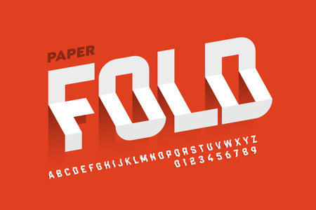 Folded paper style font design, alphabet letters and numbers vector illustrationのイラスト素材