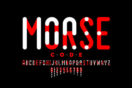 Morse code visual guide font, alphabet letters and numbers vector illustrationのイラスト素材