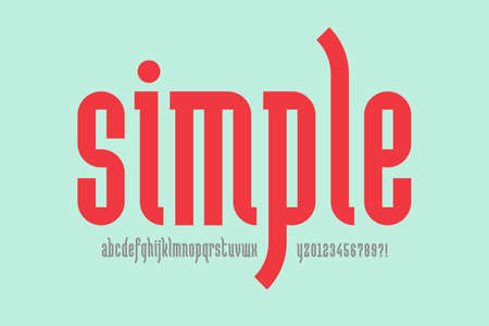 Clean simple modern condensed style font, lowercase alphabet letters and numbers vector illustrationのイラスト素材