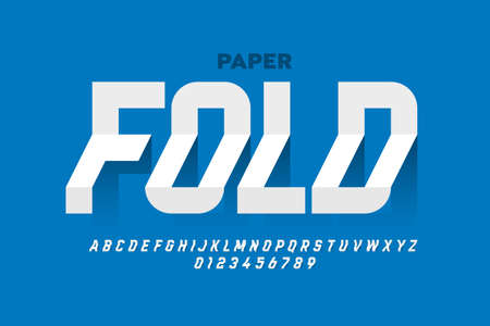 Folded paper style font design, alphabet letters and numbers vector illustrationのイラスト素材