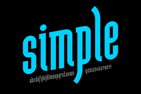 Clean simple modern condensed style font, lowercase alphabet letters and numbers vector illustrationのイラスト素材