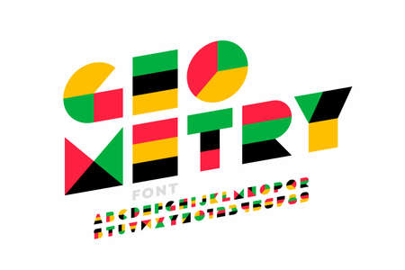 Geometry font, alphabet letters and numbers vector illustrationのイラスト素材