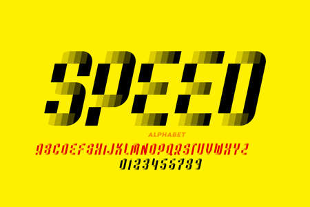 Speed style font design, alphabet letters and numbers vector illustrationのイラスト素材