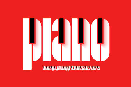 Piano style font design, music alphabet, letters and numbers vector illustrationのイラスト素材