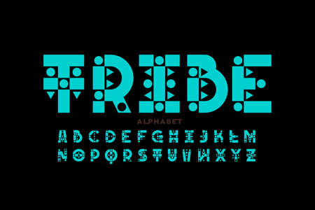 Tribal style font design, alphabet vector illustrationのイラスト素材