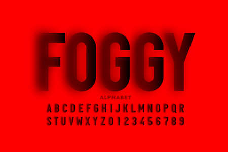 Font design with blurry effect, alphabet letters and numbers, vector illustrationのイラスト素材