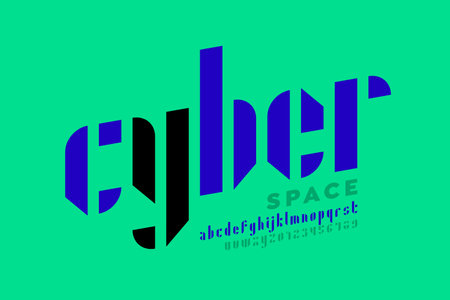 Cyber space technological style font design, alphabet letters and numbers vectorのイラスト素材