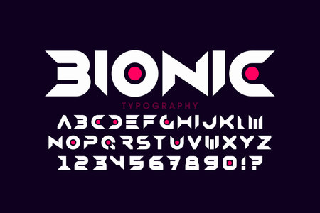 Technological minimal style font design, alphabet letters and numbers vector illustrationのイラスト素材